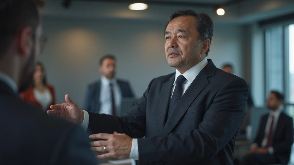 Лидер проводит презентацию для команды в деловой обстановке