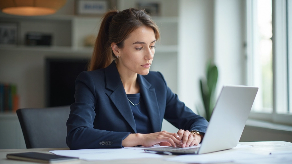 Профессиональный рабочий стол с ноутбуком и документами при планировании карьеры